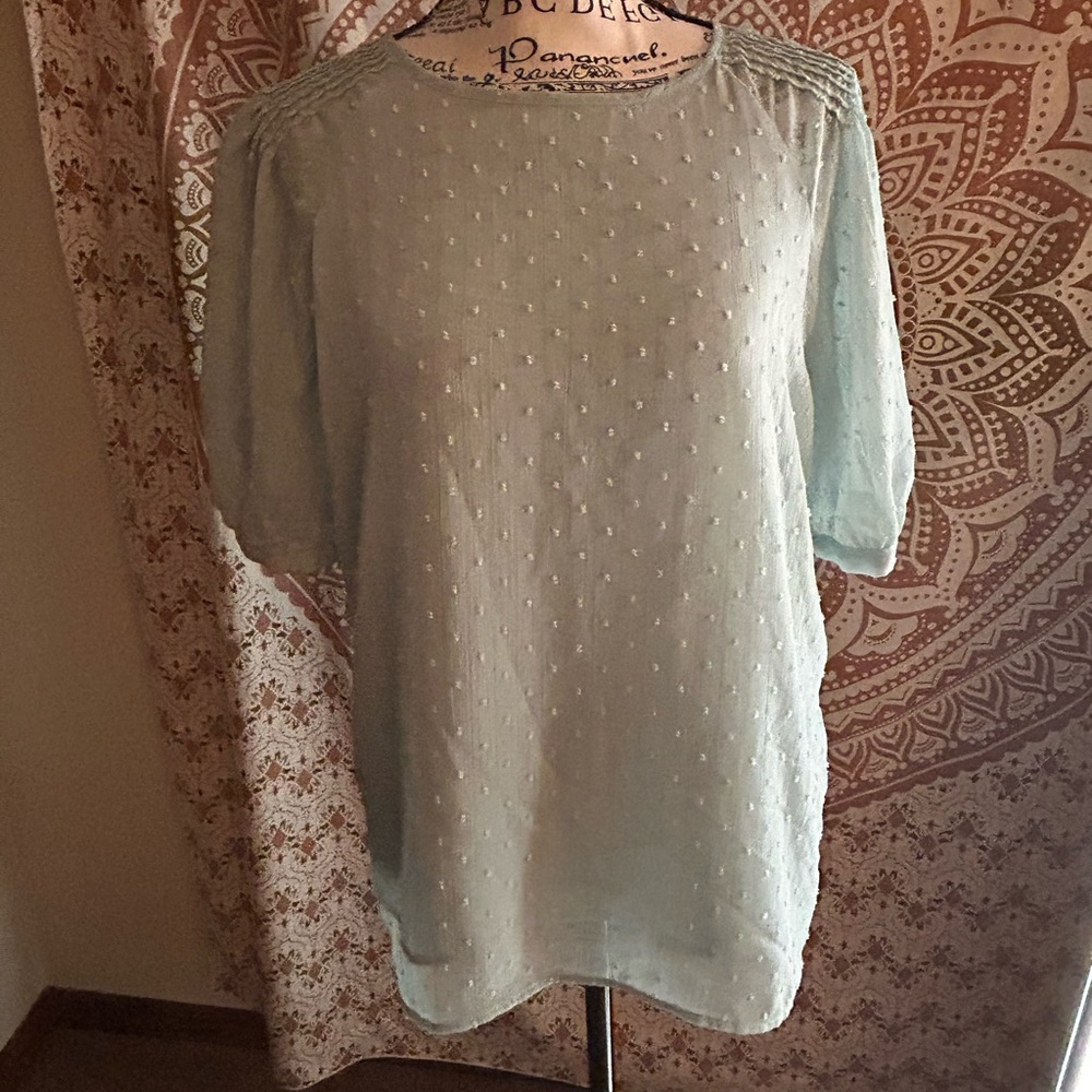 Calvin Klein Light Blue Textured Blouse